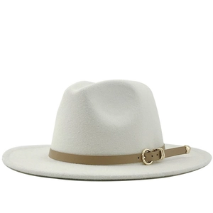 Vintage Britischer Stil Kaschmir Fedora Hut Für Damen Herren Breite Krempe Jazz Hut Mit Gürtelschnalle Warmer Einfarbiger Partyhut