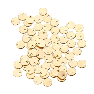 Bulk gold round stainless steel tags with holes for DIY jewelry making accessories
