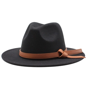 Vintage Wide Brim Woolen Felt Fedora Hat For Men Women Retro British Style Jazz Hat With Belt Decor Autumn Winter Accessary