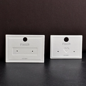Custom jewelry display card for earrings featuring heart cutout and S925 silver needle text