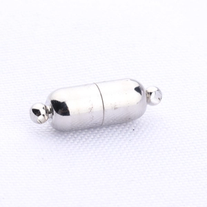 Macro shot of silver capsule magnetic clasps for DIY jewelry necklace and bracelet