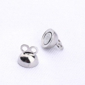 Macro shot of silver magnetic clasps for DIY jewelry making and bracelet repair