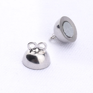 Macro view of silver plated magnetic clasps for DIY jewelry necklaces and bracelets