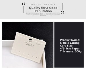 Detailed macro view of 4x5.5cm 500g off-white 6-hole earring and necklace display cards