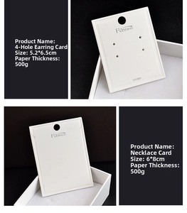 White jewelry display cards for earrings and necklaces with 500g thick matte texture