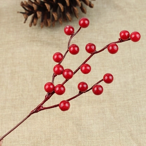 Artificial red foam berry branch for Christmas home decor and wedding arrangement