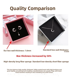 Detail view of 1.6mm thickened jewelry boxes with high-density long velvet sponge