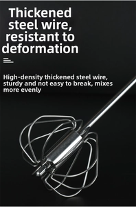 Detail of reinforced stainless steel whisk head with heavy-duty wire structure