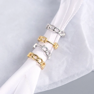 S925 sterling silver chain link ear cuffs in gold and silver finish on white ribbon