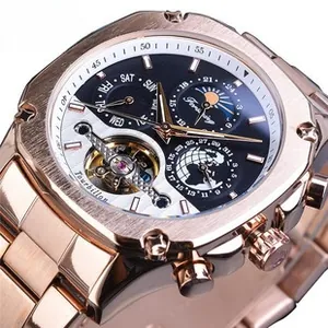 Macro detail of rose gold mechanical watch featuring tourbillon and multi-dial display