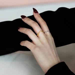 Anelli aperti ondulati minimalisti in argento sterling S925 finitura oro e argento donna
