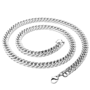 8mm silver stainless steel cuban curb chain necklace for men and women with lobster clasp