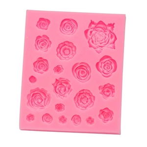 Stampo in silicone rosa con rose di varie dimensioni per cioccolato e fondant fai-da-te
