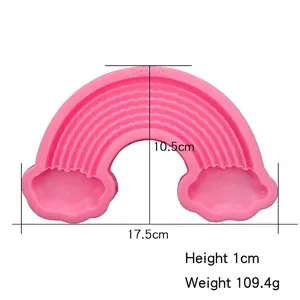 Pink rainbow silicone mold for resin or clay DIY with 17.5cm width measurement display