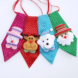 Pailletten-Krawatten-Set für Kinder zu Weihnachten mit Weihnachtsmann- und Rentier-Motiv