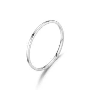Detailed view of a 1mm ultra-thin silver titanium steel minimalist band ring on white back