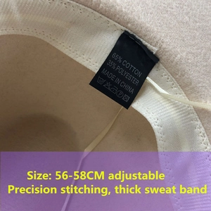 Adjustable wool felt jazz hat interior view with 56-58cm size label and cotton lining