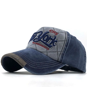 Vintage Washed Cotton Baseball Cap Letter Embroidery Adjustable Distressed Sun Hat Unisex Casual