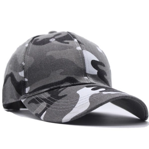Classic camouflage baseball cap in black white and grey with curved brim design