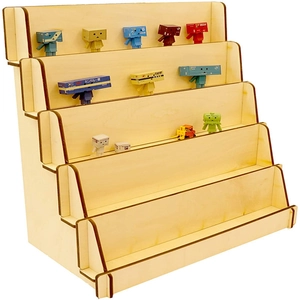 Wooden Tiered Display Stand Multi Layer Step Riser For Small Figurines Jewelry Crafts Home Office Natural Wood Decor