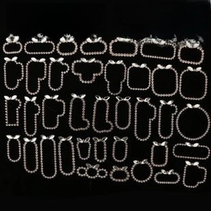 Silver bead frames with ribbon bow accents for DIY phone cases and jewelry accessories