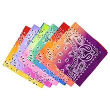 Macro shot of colorful gradient paisley bandanas in vibrant hiphop street style patterns