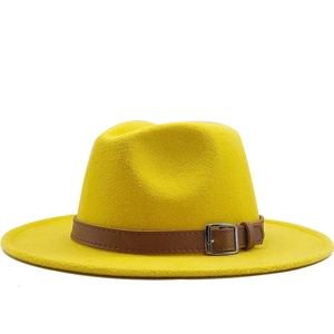 Vintage Wool Felt Fedora Hat Wide Brim Jazz Cap With Belt Buckle For Men Women Unisex Autumn Winter Fashion