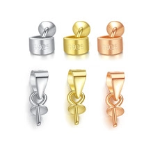 Detail of S925 sterling silver jewelry clasps in silver, gold, and rose gold finishes