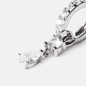 S925 silver needle teardrop zircon earrings with micro-inlaid stones on white background