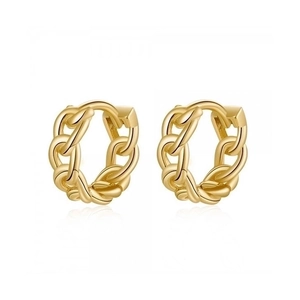 Cuban Chain Hoop Earrings With 925 Sterling Silver Earring Post Copper Twisted Hollow INS Style Jewelry For Women