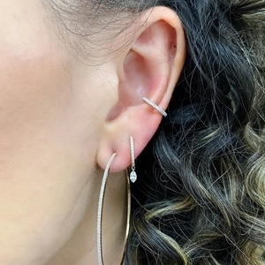 Modern s925 silver needle gold hoop earrings set with marquise cut zircon charms