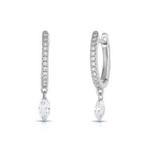 Elegant S925 silver huggie earrings featuring marquise-cut drop zircon and pavé setting
