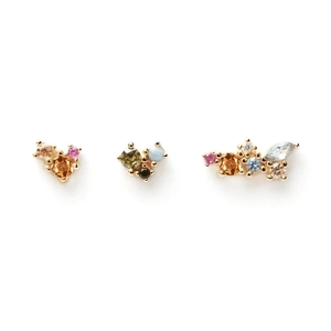 Colorful Zircon Geometric Stud Earrings With 925 Sterling Silver Earring Post Minimalist Copper Jewelry For Women