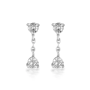 Close-up of elegant S925 silver drop earrings with shimmering round cubic zirconia crystals