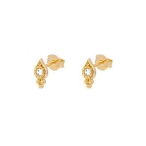 Teardrop Stud Earrings Zircon Geometric Copper Jewelry With 925 Sterling Silver Earring Post