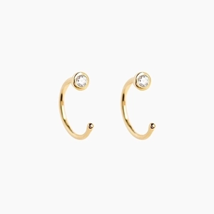 Minimalist Copper Zirconia Hoop Earrings With 925 Sterling Silver Post Geometric U-Shaped Gold Platinum Plated Women Jewelry