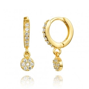 925 Sterling Silver Earring Post Copper Hoop Earrings For Women Light Luxury Geometric Round Pave Zirconia Dangle Earrings Jewelry