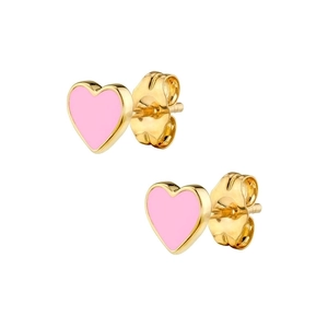 S925 Silber Nadel Herz Ohrstecker in Rosa mit Goldbeschichtung und Emaille-Finish