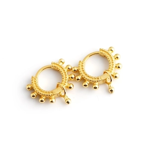 Fashion Copper Hoop Earrings With 925 Sterling Silver Earring Post For Women Gold Silver Geometric Round Bead Jewelry