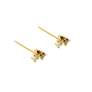 Minimalist S925 geometric earrings with tri-color round cubic zirconia in gold setting