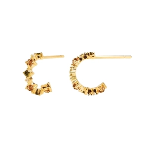 925 Sterling Silver Post Colorful Zirconia C-Shaped Stud Earrings Geometric Copper Electroplated Earrings For Women Fashion Jewelry