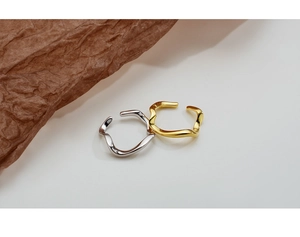 Anelli a onde irregolari in argento sterling S925 color oro e argento con design aperto