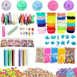 DIY Slime Kit with colorful glitter, fruit slices, and sea animal molds for kids