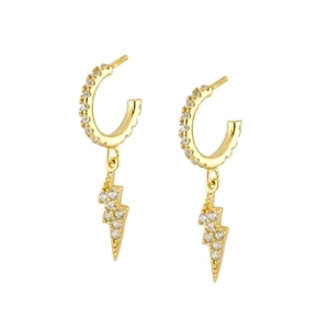 Lightning Bolt Drop Earrings With Zircon Copper And 925 Sterling Silver Earring Post Dainty Jewelry For Women