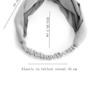 Bandeau élastique en tricot gris avec dimensions de 19 cm de large et 16,5 cm de diamètre