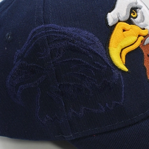 Navy cotton baseball cap with high-density eagle embroidery and textured twill fabric