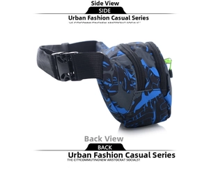 Detailed side view of 400D Oxford waterproof sports waist bag with neon zipper pullers