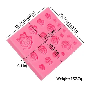 Stampo in silicone per rose 3D per cioccolato fondente e argilla fai-da-te 12,5x10,5cm