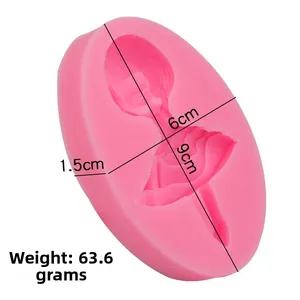 Détail du moule en silicone ballerine avec dimensions 9x6x1,5 cm et poids de 63,6 grammes
