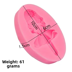 Moule en silicone rose avec relief de danseuse et dimensions 10x6x1,5cm
